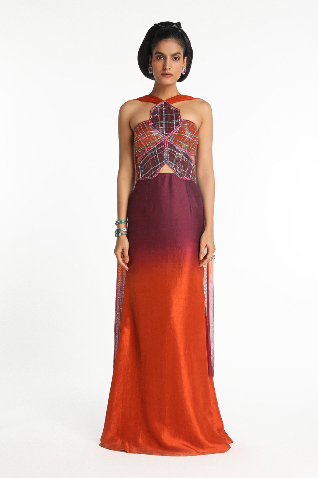 Géranium - Burnt Orange Plum Ombre Maxi- Dress-RTS