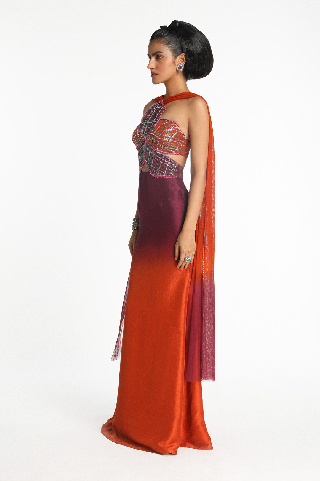 Géranium - Burnt Orange Plum Ombre Maxi- Dress-RTS