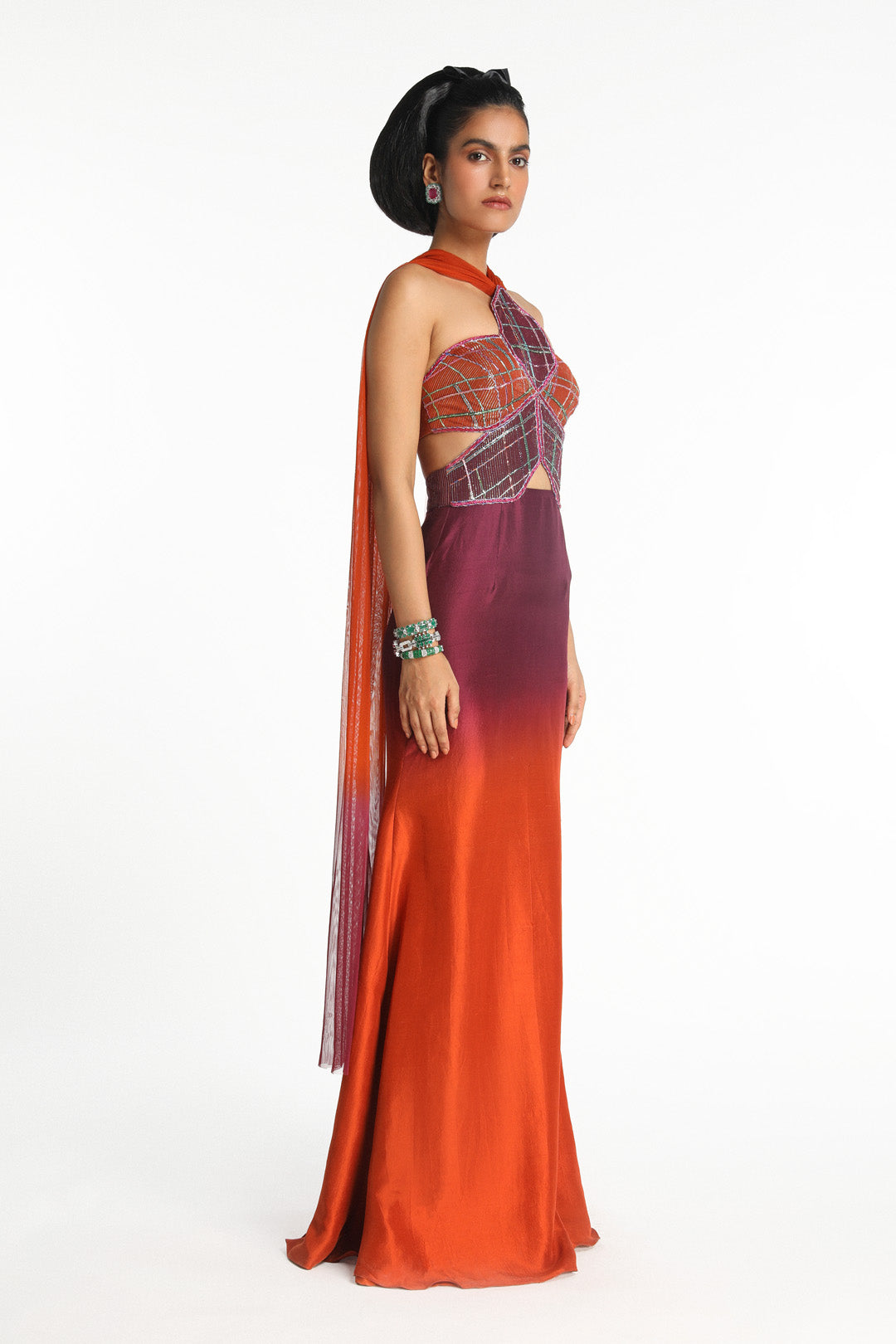 Géranium - Burnt Orange Plum Ombre Maxi- Dress-RTS