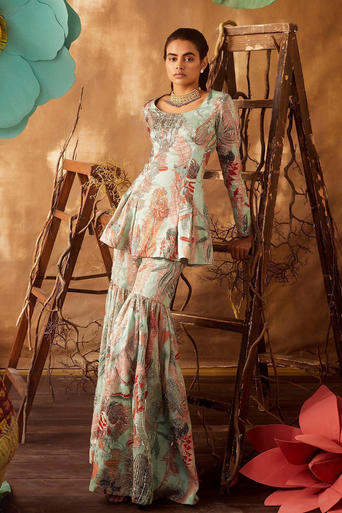 Lobelia - Powder Blue Organza Gharara Set-RTS
