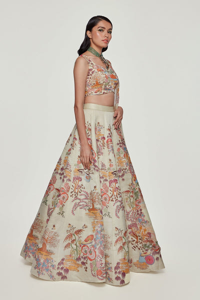 Belleza - Ivory Kasab Satin Lehenga Set-RTS