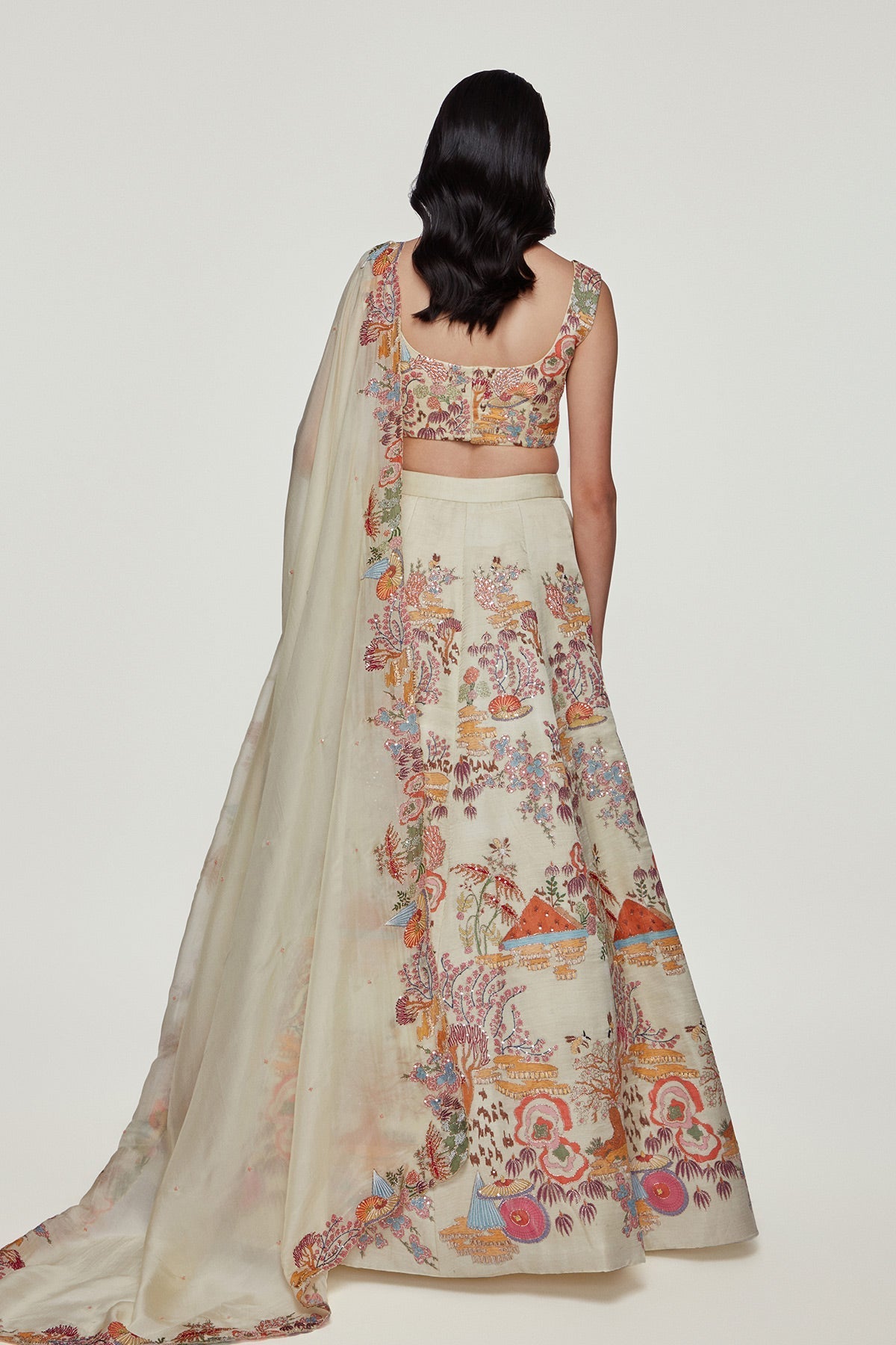 Belleza - Ivory Kasab Satin Lehenga Set-RTS