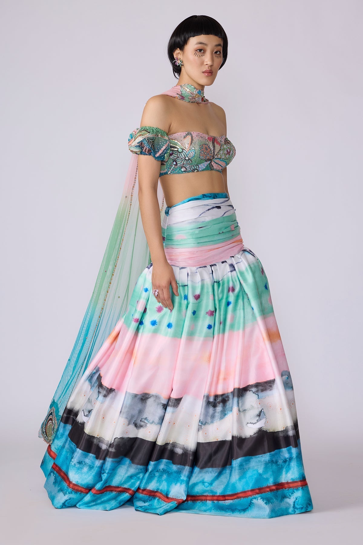 Elysium - Aurora Poly White Out Lehenga Set-RTS