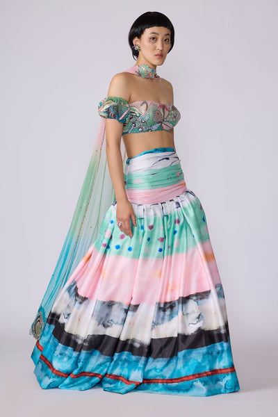 Elysium - Aurora Poly White Out Lehenga Set-RTS