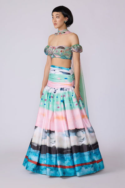 Elysium - Aurora Poly White Out Lehenga Set-RTS