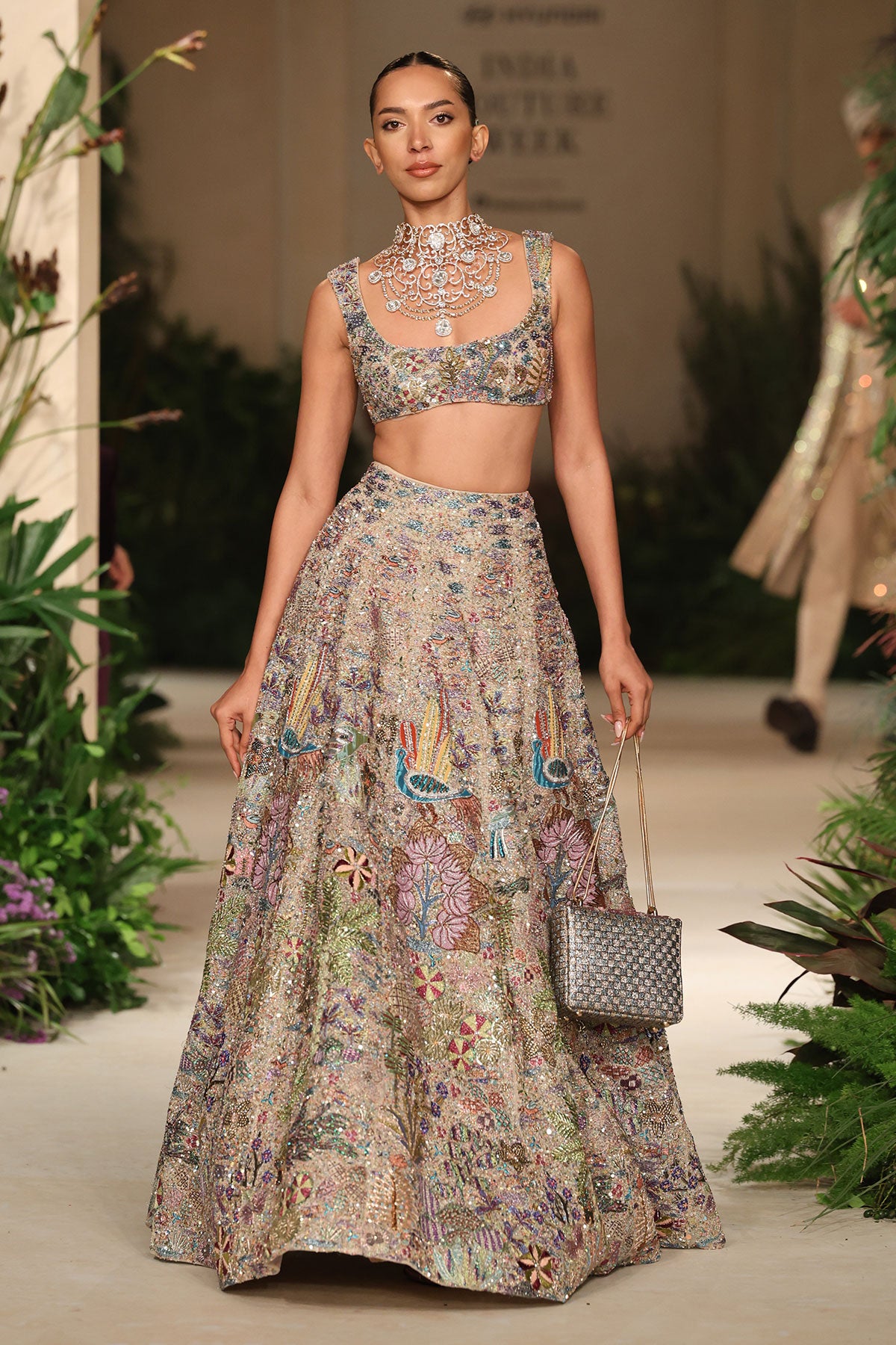 Bloomrush - Sandstone tulle net lehenga set