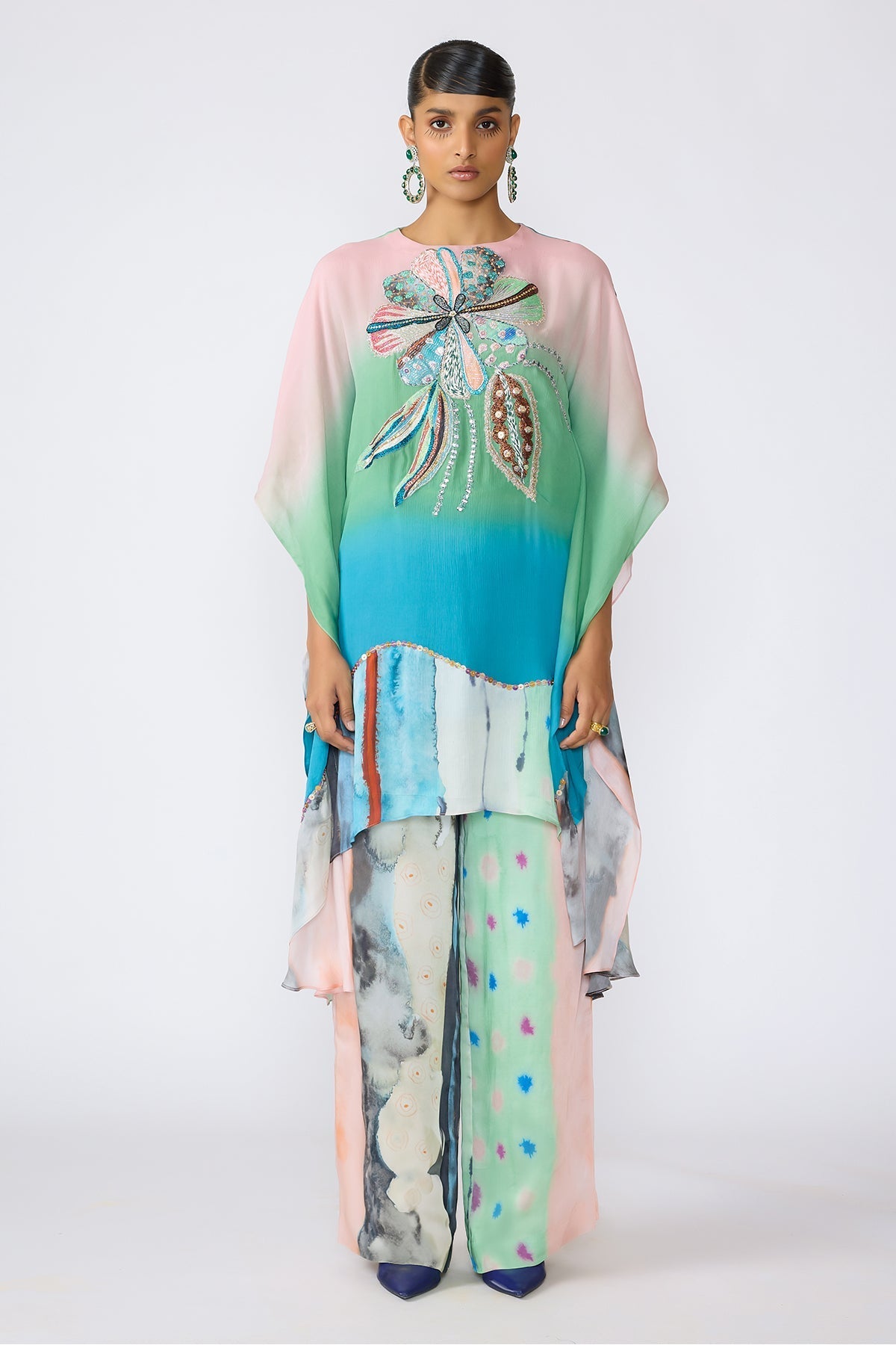 Alera - Aurora Ombre Chiffon-Satin Kurta Set-RTS