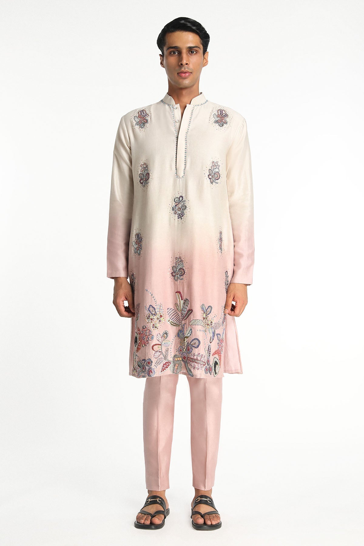 Harmony - Ivory - Pink Chanderi Silk Kurta Set-RTS