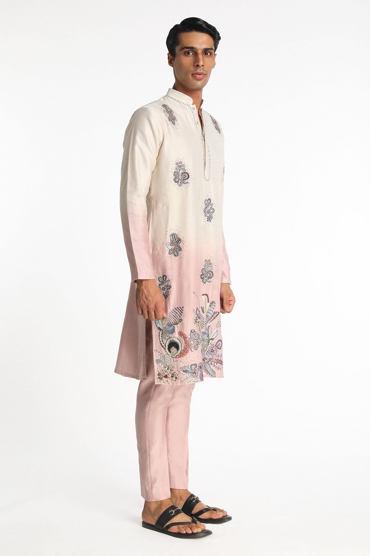 Harmony - Ivory - Pink Chanderi Silk Kurta Set-RTS