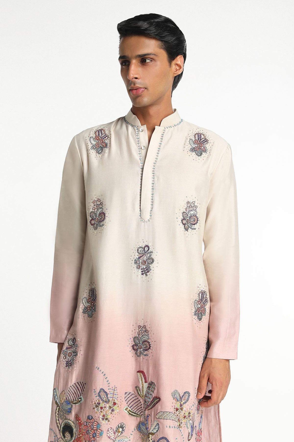 Harmony - Ivory - Pink Chanderi Silk Kurta Set-RTS