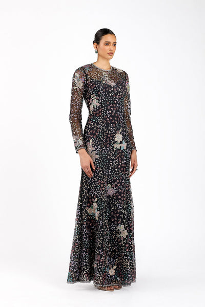 Noirine - Black Tulle Net Gown-RTS