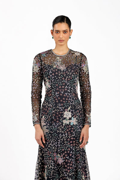 Noirine - Black Tulle Net Gown-RTS
