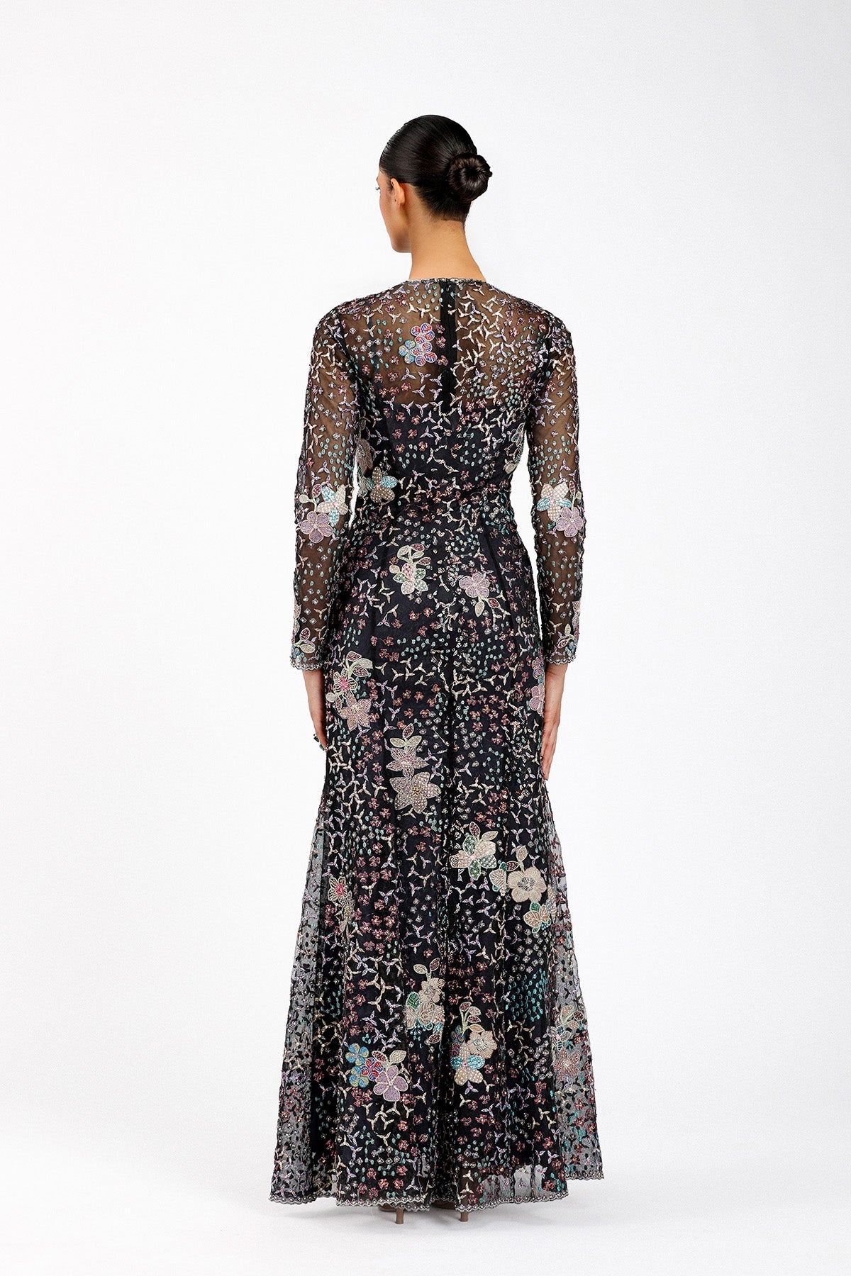 Noirine - Black Tulle Net Gown-RTS