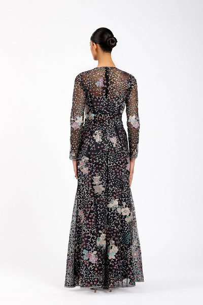 Noirine - Black Tulle Net Gown-RTS