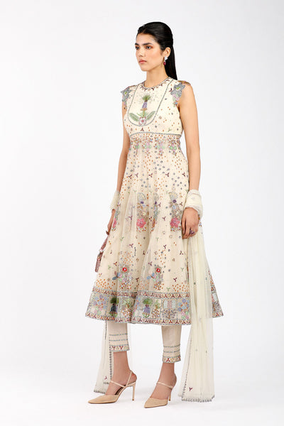 Loumène - Ivory Tulle Net Anarkali Set-RTS
