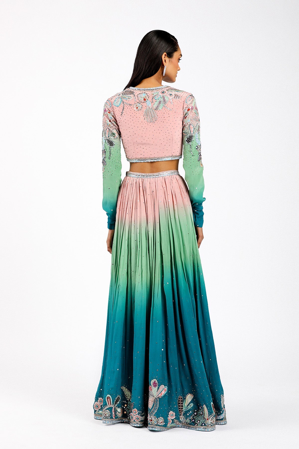 Cléorose - Kin Aurora Ombre Mulberry Crepe Lehenga Set-RTS
