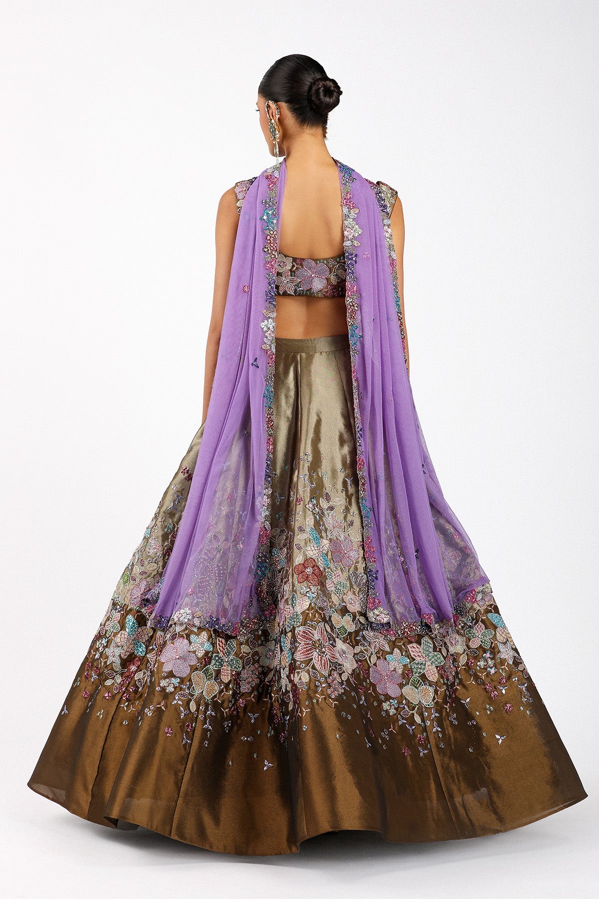 Ténébra - Copper Metallic Tissue Lehenga Set-RTS