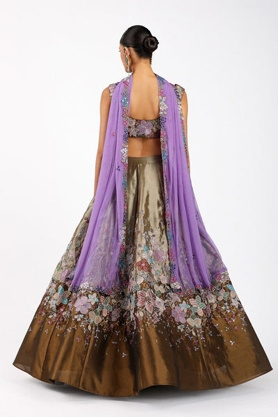 Ténébra - Copper Metallic Tissue Lehenga Set-RTS