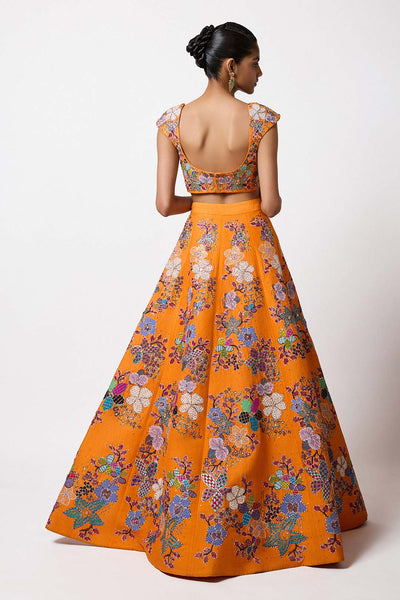 Aubrielle - Princeton Orange Raw Silk Lehenga Set-RTS