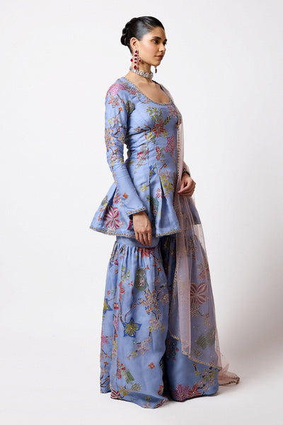 Siranee - Cornflower Blue Organza Gharara Set-RTS