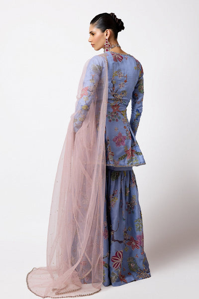 Siranee - Cornflower Blue Organza Gharara Set-RTS