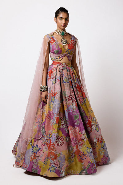 Brillara - Multicolour Organza Lehenga Set-RTS