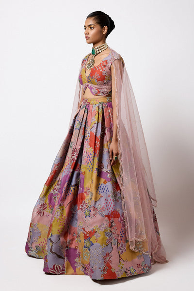 Brillara - Multicolour Organza Lehenga Set-RTS