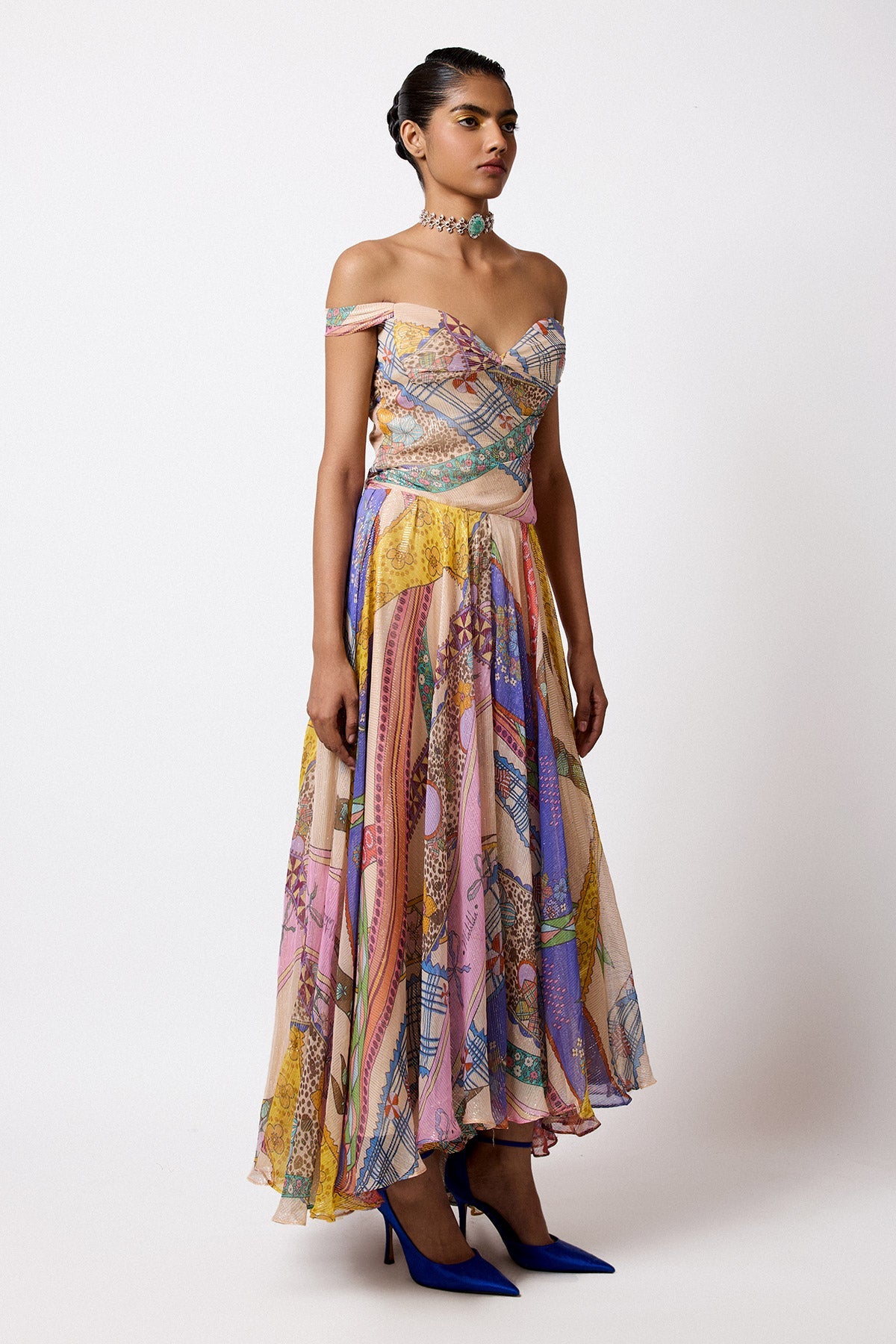 Keerthi suresh in Luxara - Multicolour Lurex Gown-RTS