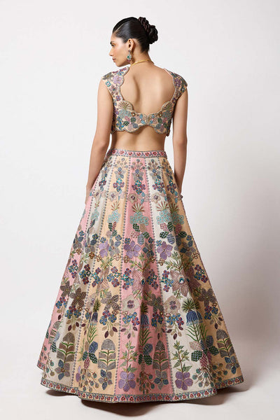 Tuilora - Tricolour Raw Silk Lehenga Set-RTS