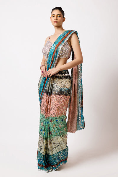 Vinx - Aurora Sequin Tulle Saree Set