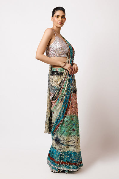 Vinx - Aurora Sequin Tulle Saree Set