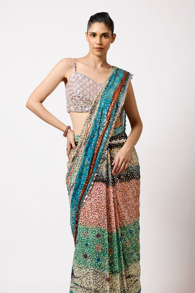 Vinx - Aurora Sequin Tulle Saree Set