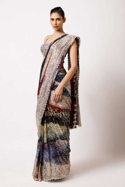 Veloura - Mist Purple Sequin Tulle Saree Set-RTS