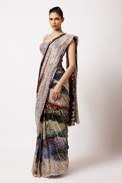 Veloura - Mist Purple Sequin Tulle Saree Set