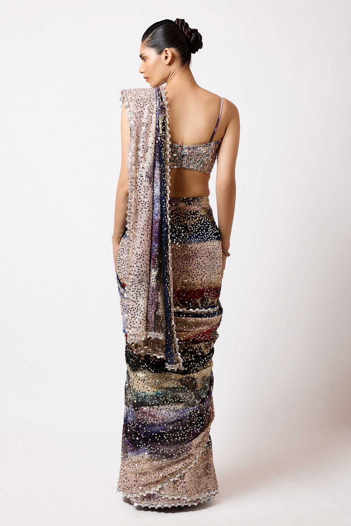 Veloura - Mist Purple Sequin Tulle Saree Set