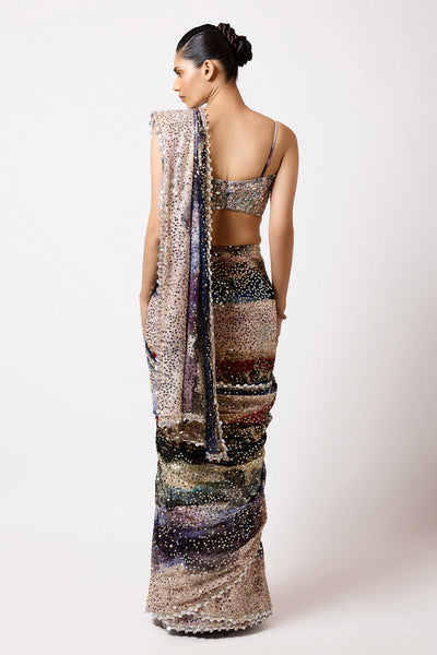 Veloura - Mist Purple Sequin Tulle Saree Set