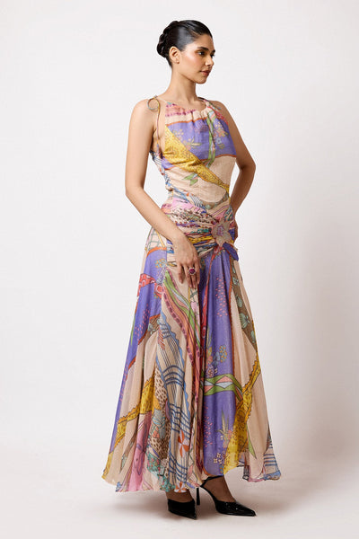 Vivarose Ribbon - Multicolour  Lurex Gown-RTS