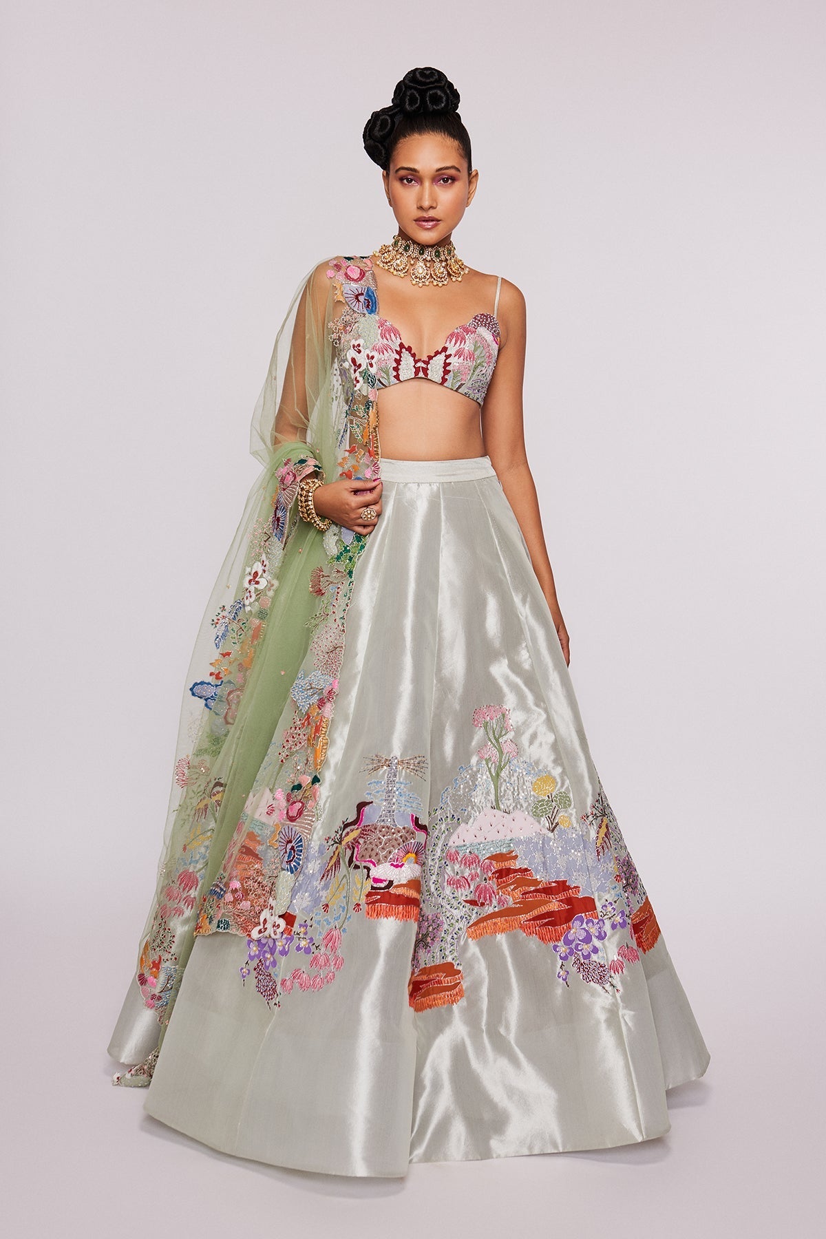 Anise - Ivory Tissue Lehenga Set-RTS