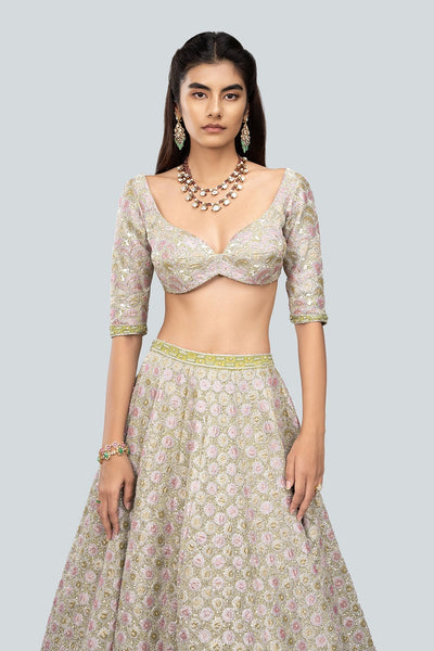 Alya - Pistachio Tulle Net Lehenga Set-RTS