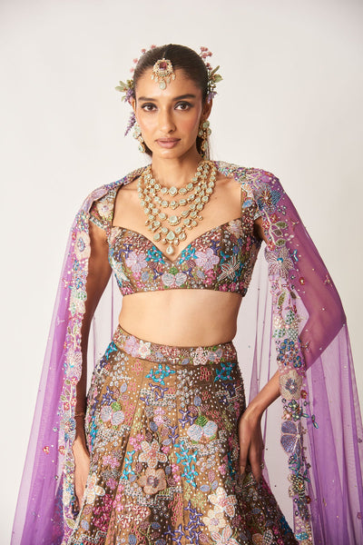 Étoile - Copper Metallic Tissue Lehenga Set-RTS