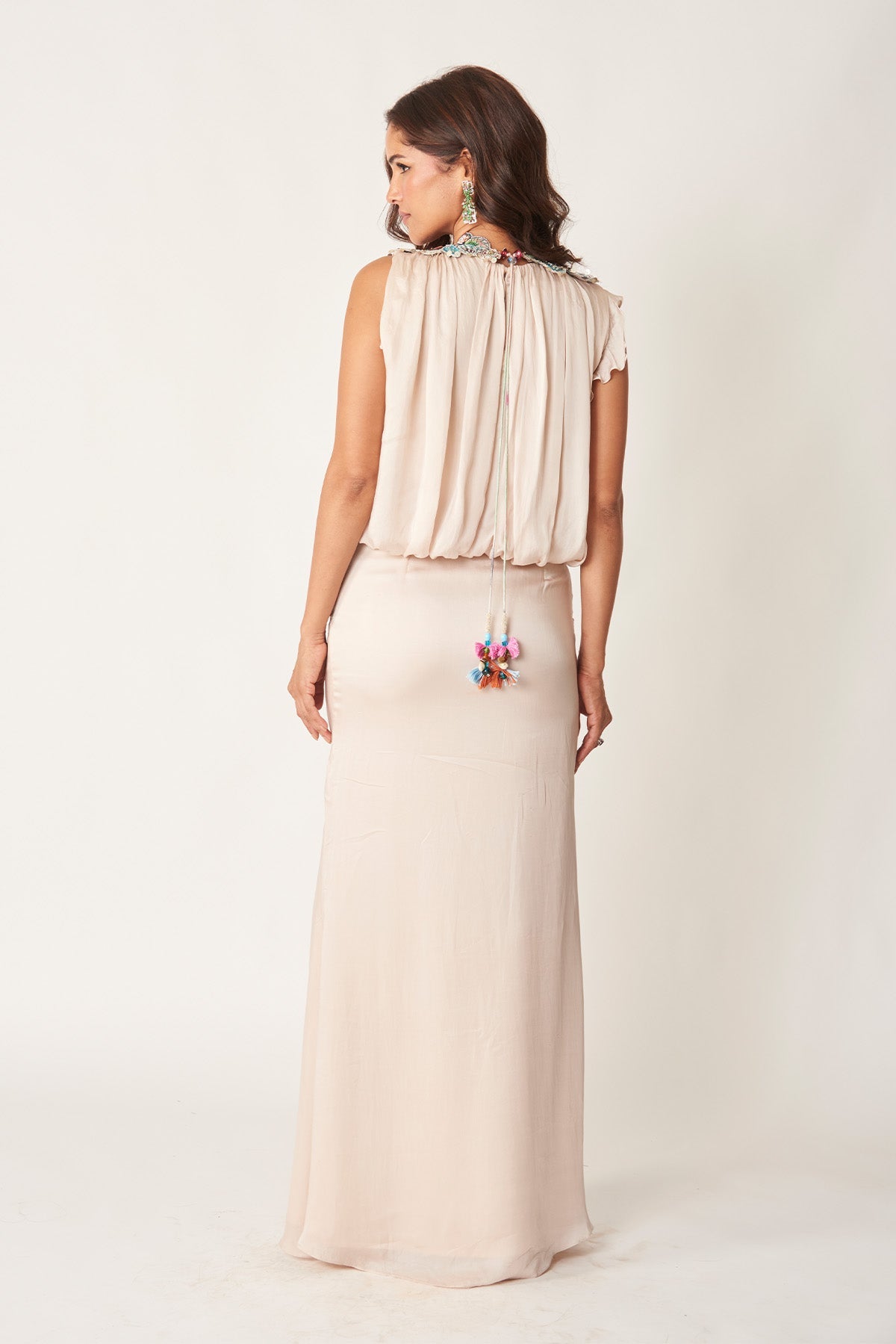 Griselda - Champagne Silky Satin Gown-RTS