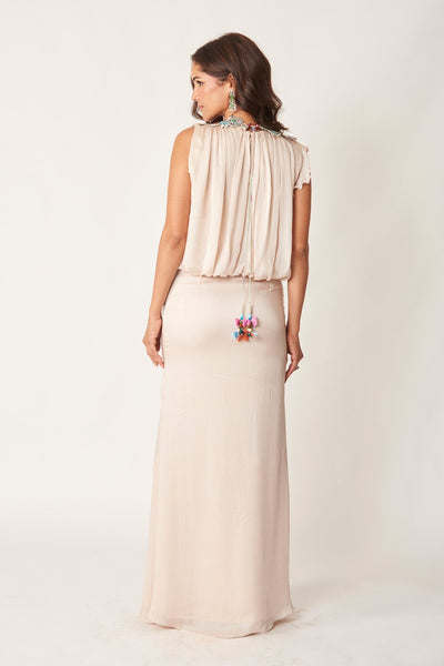Griselda - Champagne Silky Satin Gown-RTS
