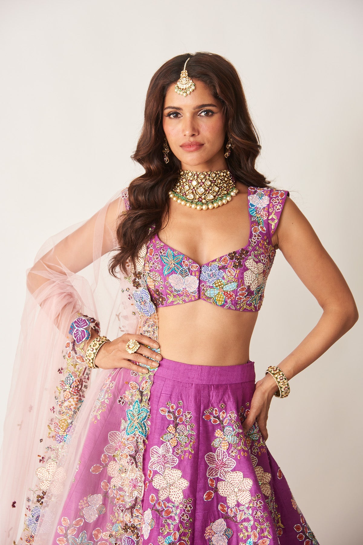 Aubrielle - Purple Raw Silk Lehenga Set-RTS