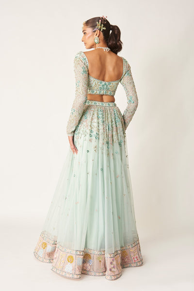 Verlise - Powder Blue Tulle Net Lehenga Set-RTS
