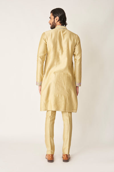 Lysdor - Misty Moss Chanderi Silk Kurta Set-RTS