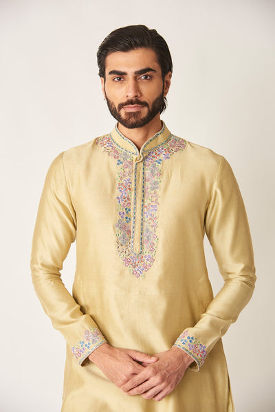 Lysdor - Misty Moss Chanderi Silk Kurta Set-RTS