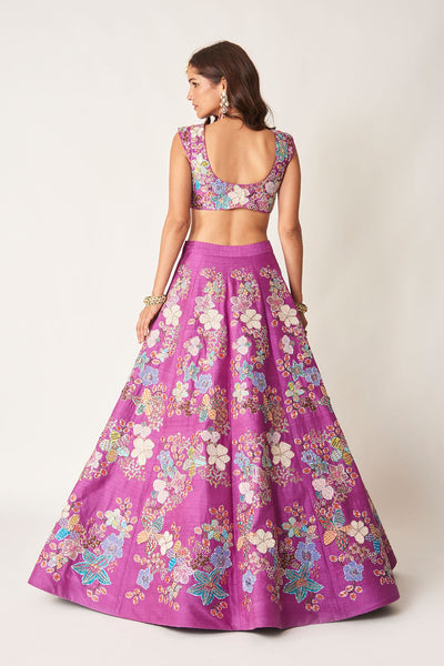 Aubrielle - Purple Raw Silk Lehenga Set-RTS
