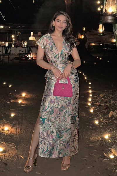 Mehak Bakshi In Visage - Pink Green Jacquard Gown-RTS