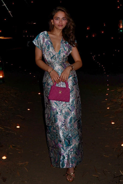 Mehak Bakshi In Visage - Pink Green Jacquard Gown-RTS