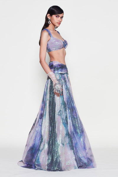 Helicona - Mist Purplesequin Tulle Lehenga Set-RTS